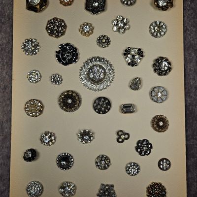 Sale Photo Thumbnail #261: An Assortment of Vintage Rhinestone and Faux Pearl Costume Jewelry Buttons and Accents