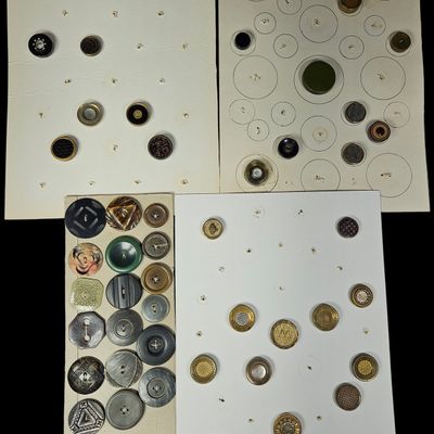 Sale Photo Thumbnail #327: A Collection of Assorted Vintage Metal and Composite Buttons on Display Cards