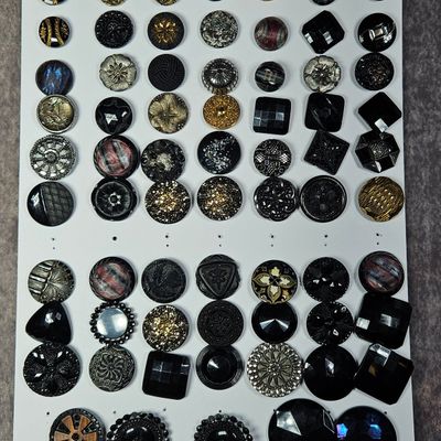 Sale Photo Thumbnail #223: A Collection of Sixty-Nine Vintage and Antique Black Glass Sewing Buttons