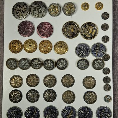 Sale Photo Thumbnail #227: An Assortment of Antique and Vintage Metal and Glass Decorative Shank Buttons
