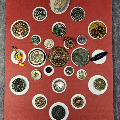 A Collection of Assorted Snake Motif Buttons and Decorative Objects