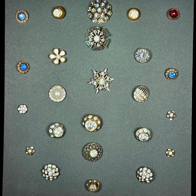 Sale Photo Thumbnail #185: A Collection of Twenty-One Vintage Rhinestone and Costume Jewelry Buttons