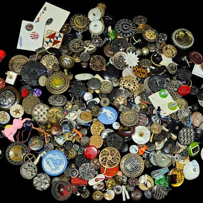 An Assortment of Vintage and Antique Buttons and Sewing Novelties