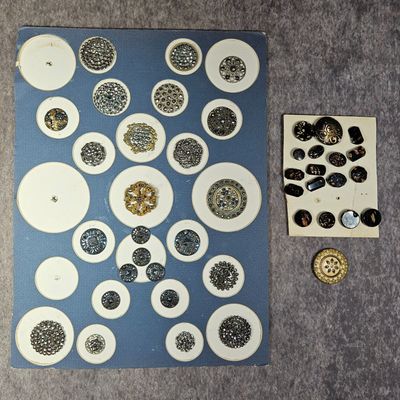Sale Photo Thumbnail #291: Collection of Victorian Steel Cut and Goldstone Artisan Glass Buttons