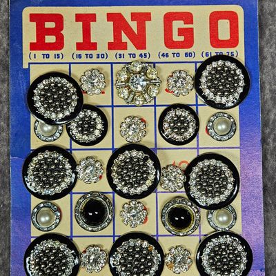 Sale Photo Thumbnail #134: A Collection of Twenty-Four Assorted Vintage Costume Jewelry Rhinestone and Enamel Buttons