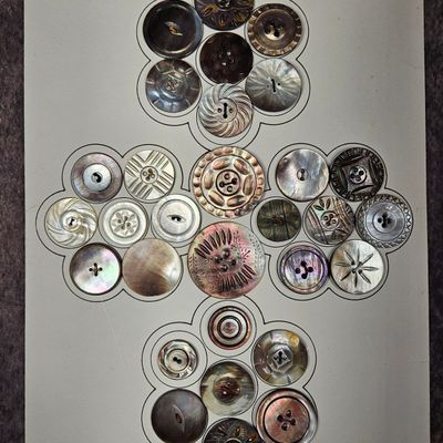 Sale Photo Thumbnail #269: An Assortment of Antique Carved and Engraved Mother of Pearl Sewing Buttons