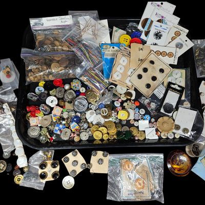Sale Photo Thumbnail #368: A Large Collection of Vintage and Modern Sewing Buttons and Notions Including Vegetable Ivory and Municipal Uniform Buttons