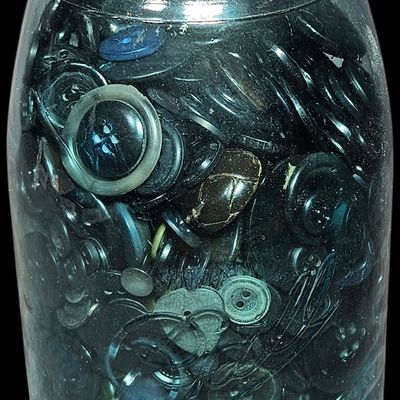Sale Photo Thumbnail #347: A Collection of Vintage Sewing Buttons and a Ball Mason Jar