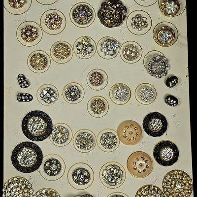 Sale Photo Thumbnail #171: An Assortment of Vintage Mid-Century Rhinestone Costume Jewelry Buttons
