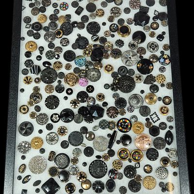 Sale Photo Thumbnail #155: A Collection of Antique and Vintage Black Glass and Metal Buttons