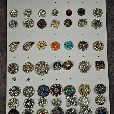 Sale Photo Thumbnail #193: A Collection of Fifty Vintage Costume Jewelry Button Covers