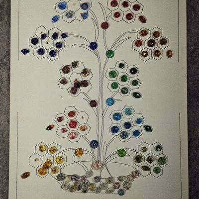 Sale Photo Thumbnail #303: A Collection of Vintage Glass Buttons Mounted on Paperboard