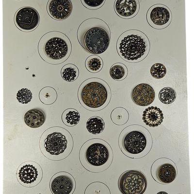 Sale Photo Thumbnail #201: Collection of Antique Victorian Metal and Cut Steel Buttons