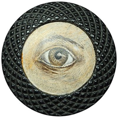 Sale Photo Thumbnail #102: Hand-Painted Lover's Eye Button with Knurled Border