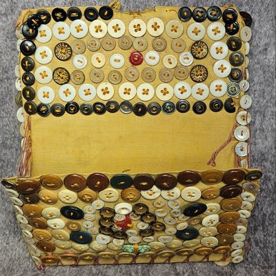 Sale Photo Thumbnail #118: Vintage Folk Art Button-Decorated Textile Folder