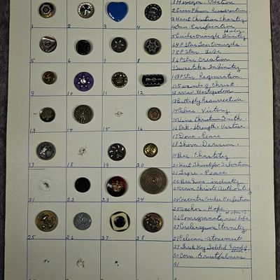 Sale Photo Thumbnail #237: Vintage Thematic Button Collection Card Christian Symbols