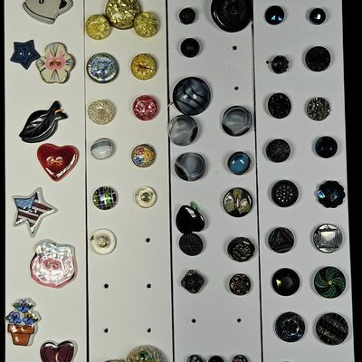 Sale Photo Thumbnail #215: A Collection of Approximately 88 Vintage and Contemporary Decorative Buttons Including Black Glass, Luster, and Figural Ceramic Novelties