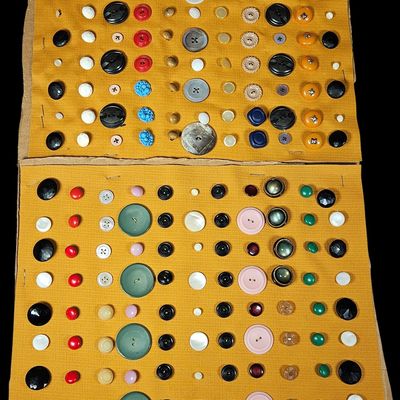 Sale Photo Thumbnail #139: A Collection of Vintage Sewing Buttons Mounted on Display Panels