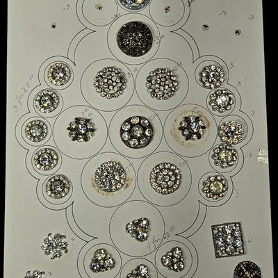 Sale Photo Thumbnail #328: A Collection of Approximately 27 Vintage Rhinestone and Glass Costume Jewelry Buttons and Ornaments