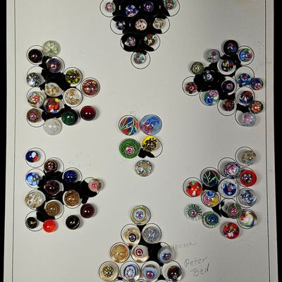 Sale Photo Thumbnail #266: A Collection of Miniature Glass Paperweights and Art Glass Marbles
