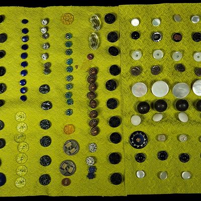 Sale Photo Thumbnail #141: A Collection of Approximately 170 Antique and Vintage Sewing Buttons in Glass, Metal, and Shell