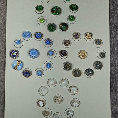 Sale Photo Thumbnail #125: A Collection of Forty-Eight Vintage Czech Glass Decorative Buttons
