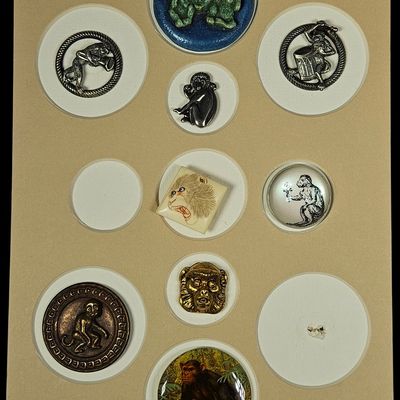 A Collection of Antique and Vintage Primate Theme Buttons