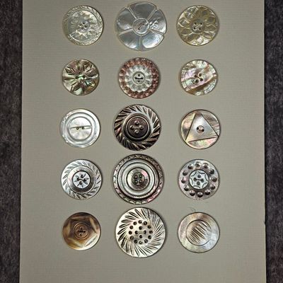 Sale Photo Thumbnail #212: A Collection of Carved Mother of Pearl Buttons