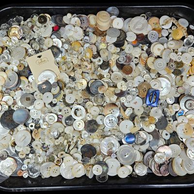 Sale Photo Thumbnail #369: A Collection of Vintage Mother-of-Pearl Abalone Shell and Glass Buttons