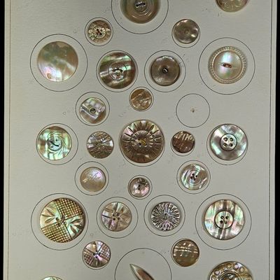 Sale Photo Thumbnail #203: A Collection of Antique and Vintage Carved Mother-of-Pearl Sewing Buttons