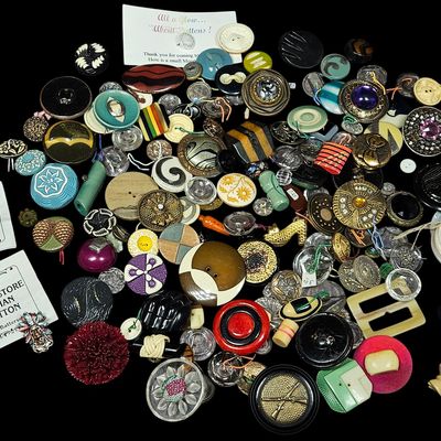 An Assortment of Antique and Vintage Buttons and Fasteners Including Limited Edition Battersea Pewter Examples