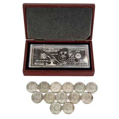 Sale Photo Thumbnail #5: 2015 1 OZ .999 Silver $100 Bill & 40% Half Dollars