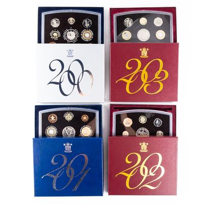 Sale Photo Thumbnail #2: 2000-2003 United Kingdom Proof Sets w Box Coa's