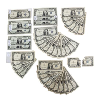 Sale Photo Thumbnail #37: (43) 1957 $1 Dollar Silver Certificate Bills
