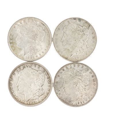 Sale Photo Thumbnail #34: (4) 1921 Morgan 90% Silver Dollars