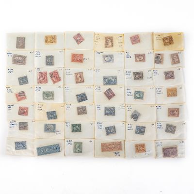 Sale Photo Thumbnail #7: 41 Early Washington Franklin Pilgrim Stamps & More