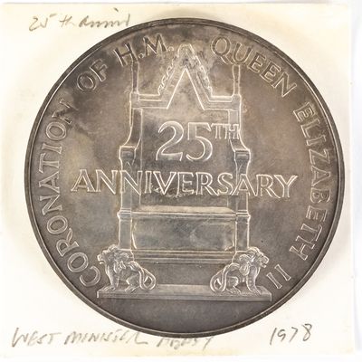 Sale Photo Thumbnail #19: Elizabeth II Coronation 25th Ann. Sterling Medal