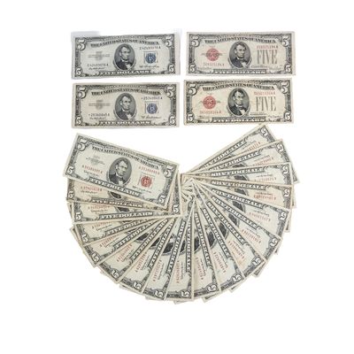 Sale Photo Thumbnail #15: (23)Assorted 1928-1963 $5 Dollar Note Certificates