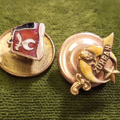 pair of antique shriners lapel pins WWII era?