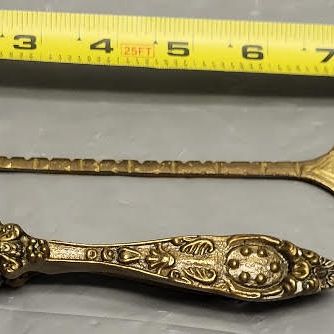 vtg ornate brass fork & nutcracker