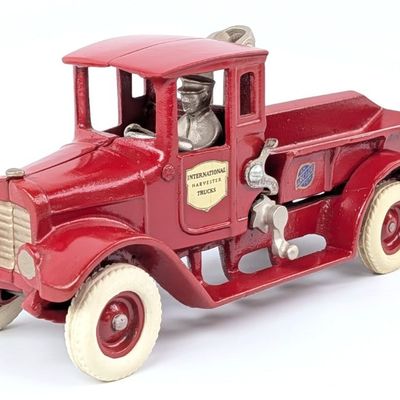 Arcade Cast Iron International Harvester Red Baby Dump Truck