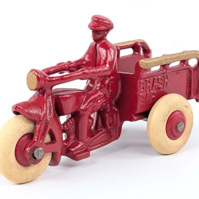 Hubley Cast Iron Crash Car Motorcycle
