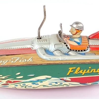 Japan Tin Friction Flying Fish Speed Boat