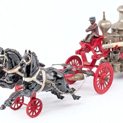 Cast Iron Horse Drawn Fire Pumper