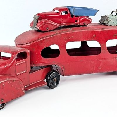Marx Car Carrier Truck and Dump Trucks