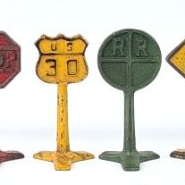 Arcade Cast Iron Railroad, U.S. 30, Curve, and Stop Signs
