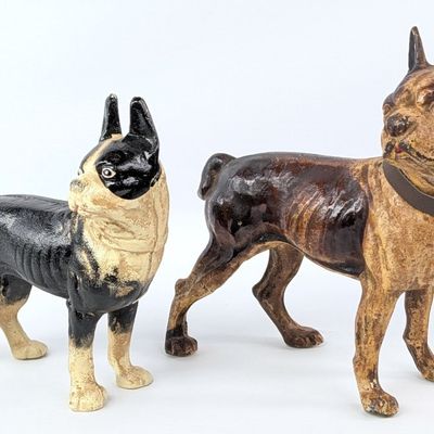 (2) Cast Iron Boston Terrier Door Stop