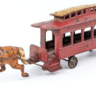 Cast Iron Broadway Car Line Horse Drawn Trolley