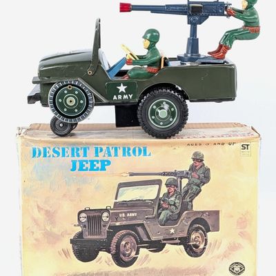 Modern Toys Japan Tin Battery Op. Desert Patrol Jeep w/ Box