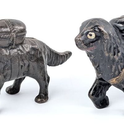 (2) Cast Iron St. Bernard Still Banks